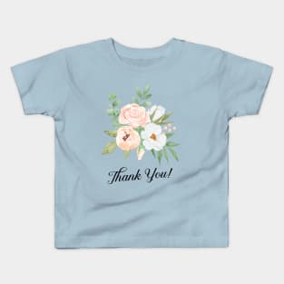 Thank You Watercolor Rose Flowers Bouquet Kids T-Shirt